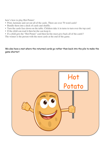 Hot Potato Game sounds or ar ore oor Year 1 Phonics new and improved version!  inc nonsense words