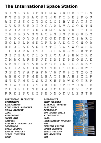 International Space Station Word Search Puzzle Answer Key