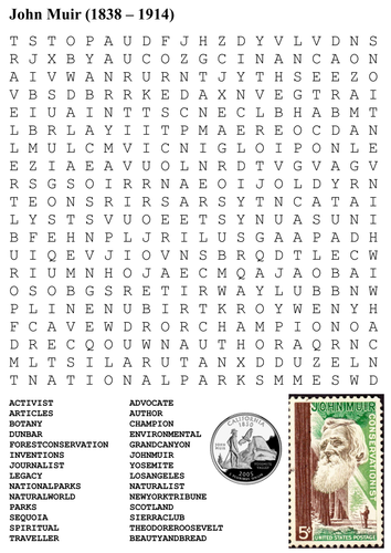 John Muir Word Search