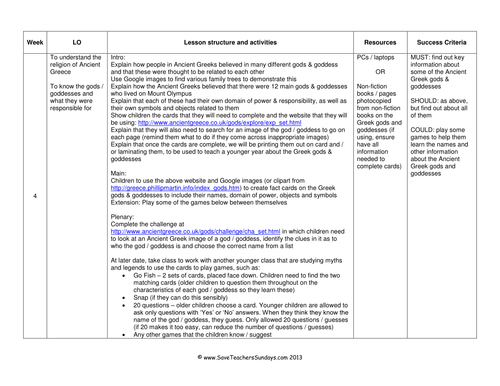 Greek Gods & Goddesses KS2 Lesson Plan and Worksheet | Teaching Resources