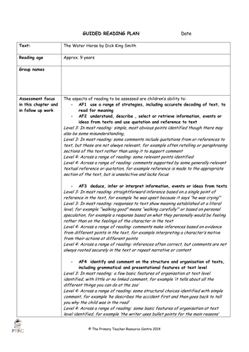 The Water Horse Guided Reading Plans