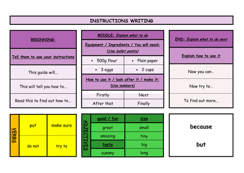 Instructions Word Vocabulary Mats