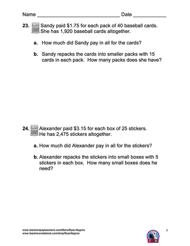 Singapore 5th Grade Chapter 2 Math Test Review (7 pages) | Teaching ...