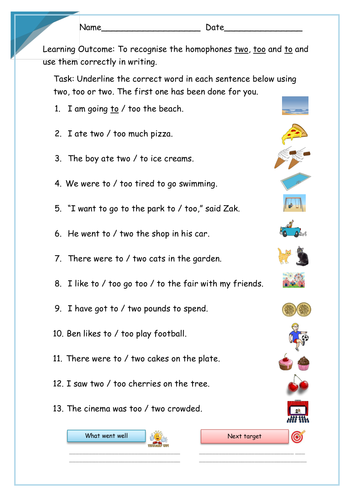 too two too year 2 homophones 22 slide powerpoint lesson and set