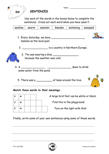 SQ and SW Blends worksheets