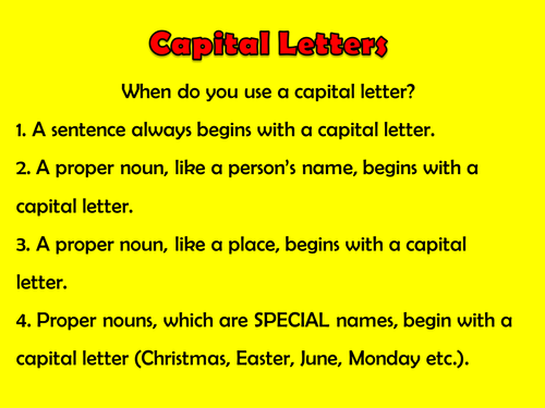 KS2 / KS3 / SEN Starter - English - Capital Letters