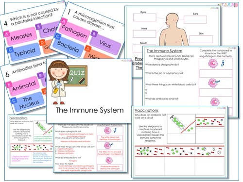 AfL Quiz and Worksheets - The Immune System by TheScienceResourceBank - Teaching Resources - TES
