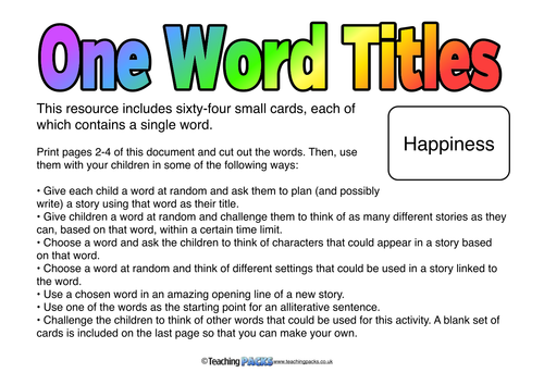 One Word Titles For Students