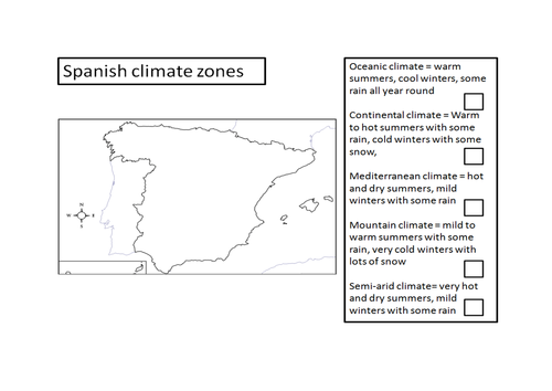 The Climate Of Spain Teaching Resources