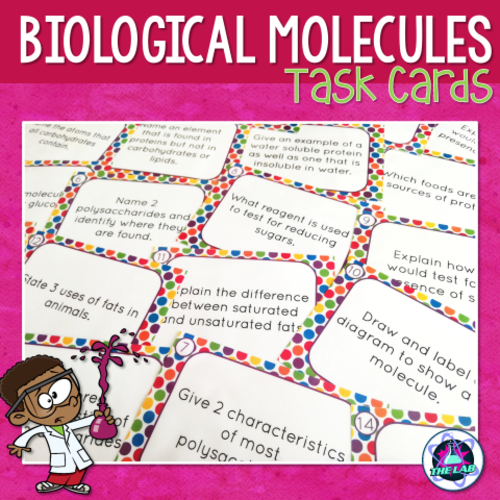 Biological Molecules Task Cards (Biochemistry)