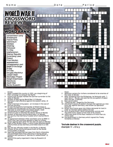 World War 2 Crossword Puzzle Answer Key Jaca Journal