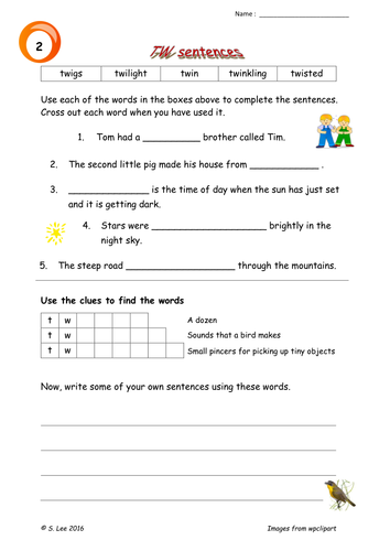 TW Blends worksheets