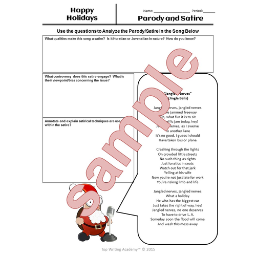 Christmas Activities Winter Holiday Parody and Satire Song Exercise ...