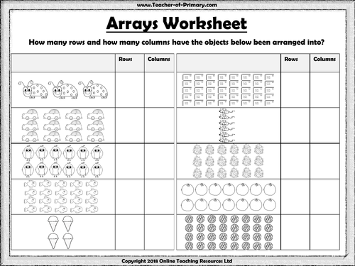 multiplication using arrays teaching resources