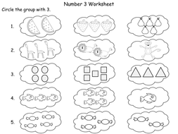 the number 3 powerpoint and worksheets teaching resources