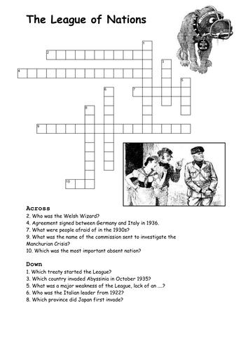 League of Nations Crossword Teaching Resources