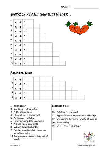 Word Work:  CAR & CAT worksheets