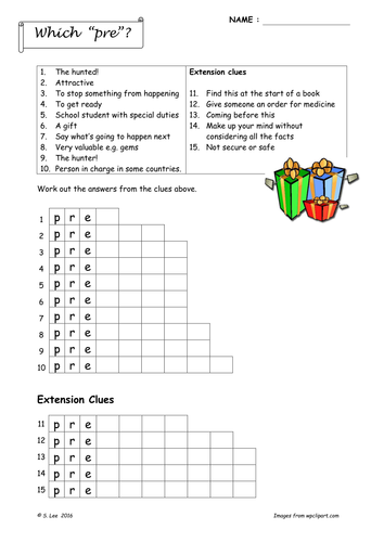 Prefix Word Work:  PRE