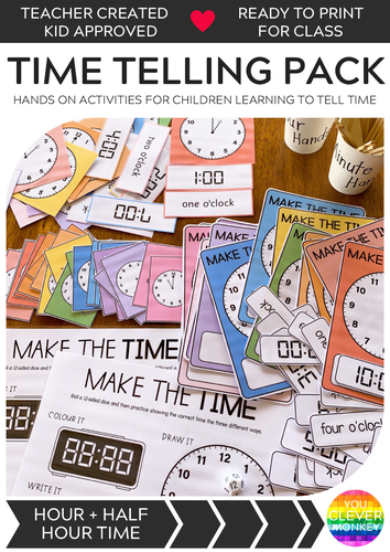 Telling Time -Learning Time to the Hour and Half Hour | Teaching Resources