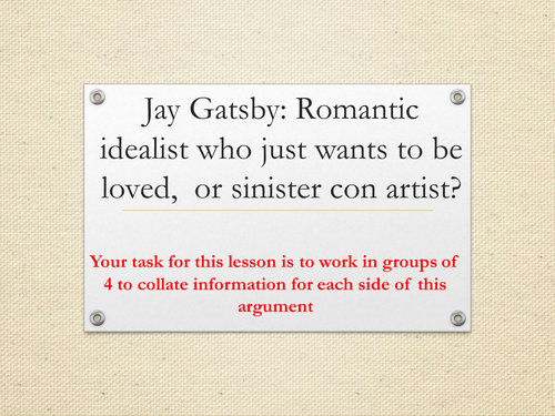 Lesson 10 Interpreting Gatsby - The Great Gatsby A Level English Literature Scheme of Work