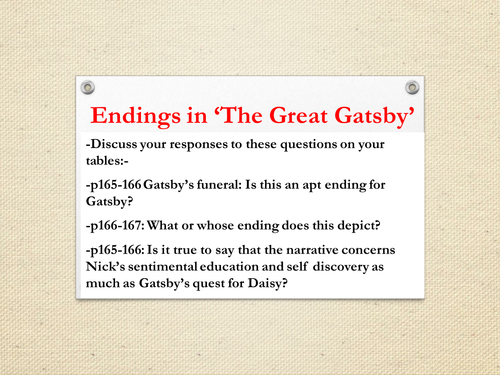 Lesson 16 Endings Research - The Great Gatsby A Level English Literature Scheme of Work