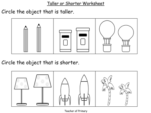 Taller or Shorter - PowerPoint presentation and worksheets by Teacher