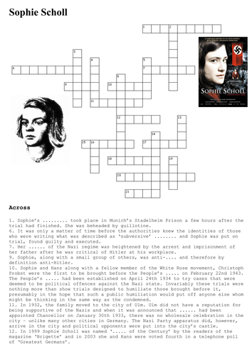 Sophie Scholl Crossword