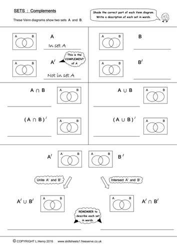 Venn Diagrams - 3 Sets by Skillsheets - UK Teaching Resources - TES