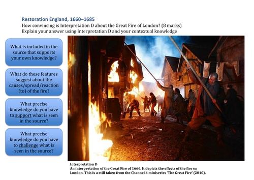 Restoration England: Great Fire Interpretation Question