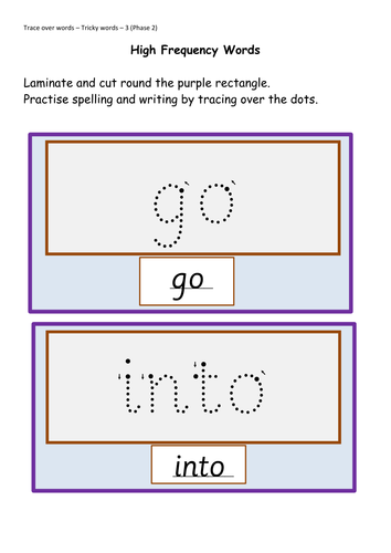 Letters and Sounds: Read/Trace Over Year 1 High Frequency Words/Common