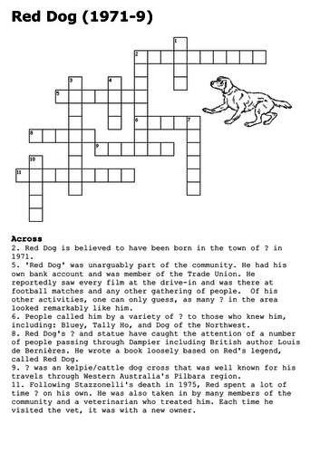 The Red Dog Story Crossword
