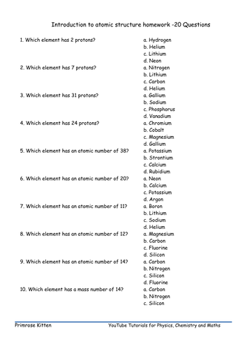 table pdf periodic aqa gcse to  Lesson Questions.pdf 20  structure 1 Introduction homework atomic