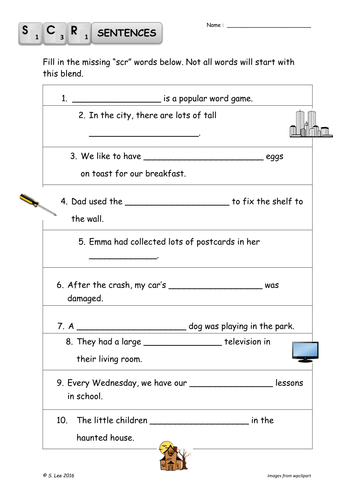 SCR Blends worksheets | Teaching Resources