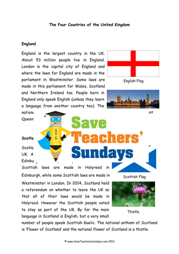 the four countries of the uk ks1 lesson plan information text and