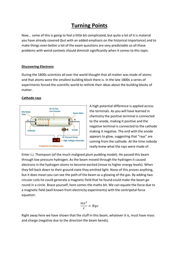 AQA A-level Physics: Turning points (notes and question booklet)