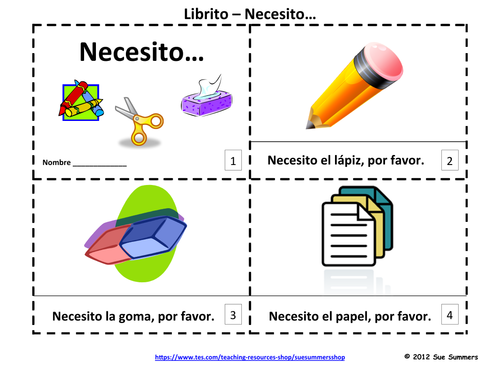 Spanish Class Objects Emergent Readers 2 Booklets - Necesito...