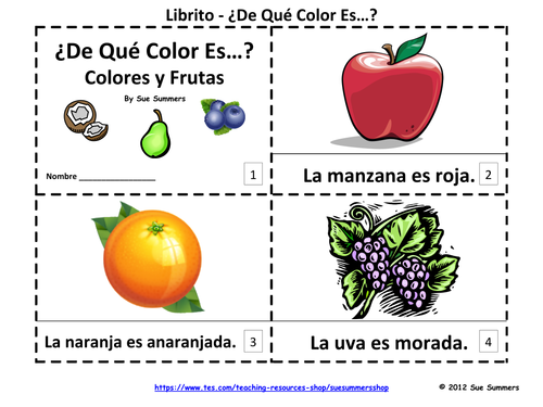 Spanish Colors and Fruit 2 Booklets - Los Colores y La Fruta