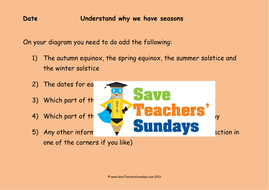 What Causes the Seasons KS2 Lesson Plan, Instruction Sheet and Annotate