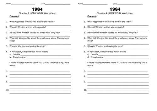 1984 Adapted Novel Grades 9-10 | Teaching Resources