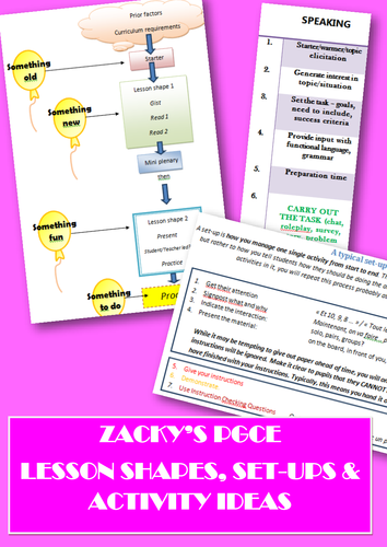 Typical language lesson plan shapes for trainee teachers PGCE MFL