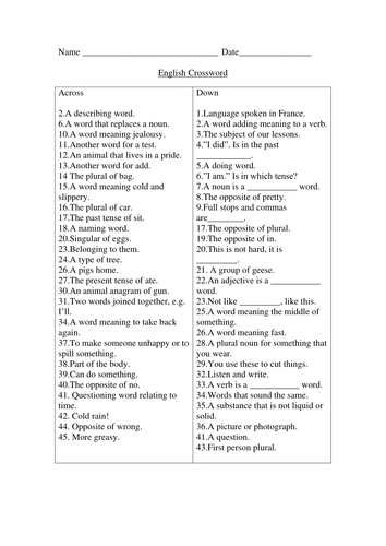 english composition assignment briefly crossword