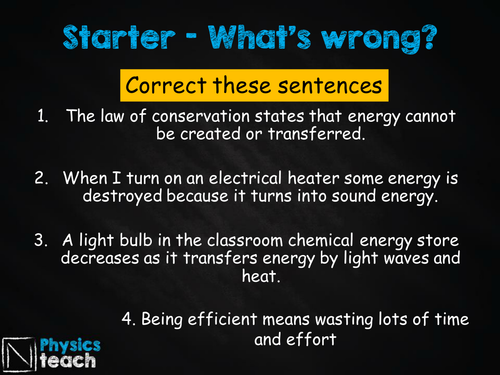 GCSE AQA Physics- P1.6-7 - Energy and Efficiency