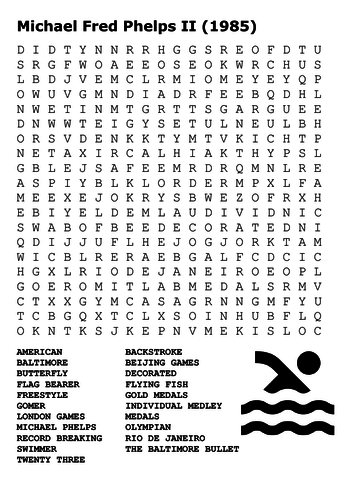 Michael Phelps - Olympic Swimming Word Search | Teaching Resources