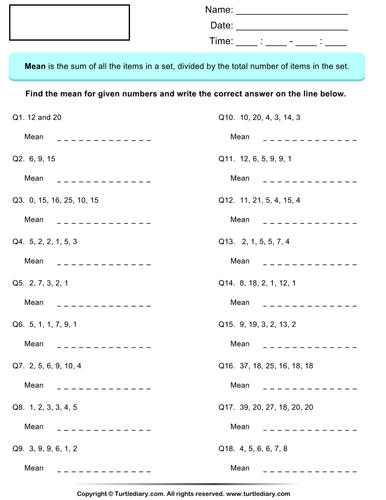 3 worksheets, MEAN, MEDIAN AND MODE | Teaching Resources