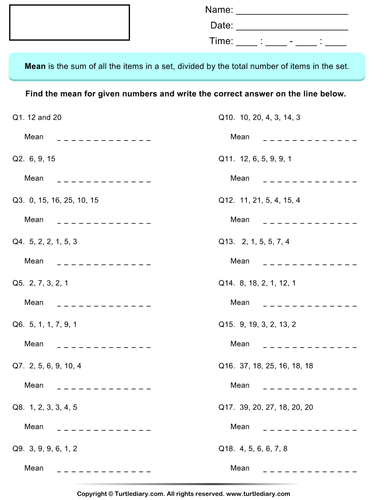 3 worksheets mean median and mode teaching resources