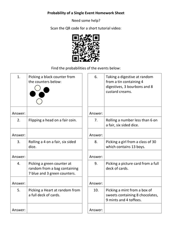 Data QR Code Homework Sheets - Bundle 1