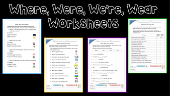 Where, Were, We're and Wear Homophones - Information Sheet and Set of 4 ...