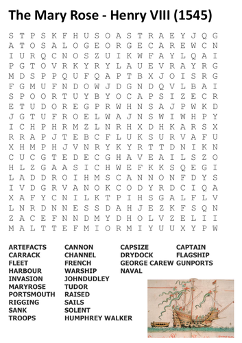 The Mary Rose - Henry VIII Word Search