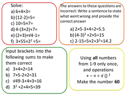 bidmas differentiation teaching resources