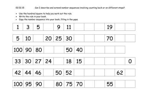 Year 3 number sequences and patterns differentiated worksheets by ...